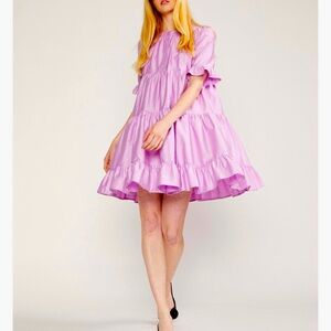 Cynthia Rowley Penelope Tiered Mini Dress in Lilac Medium